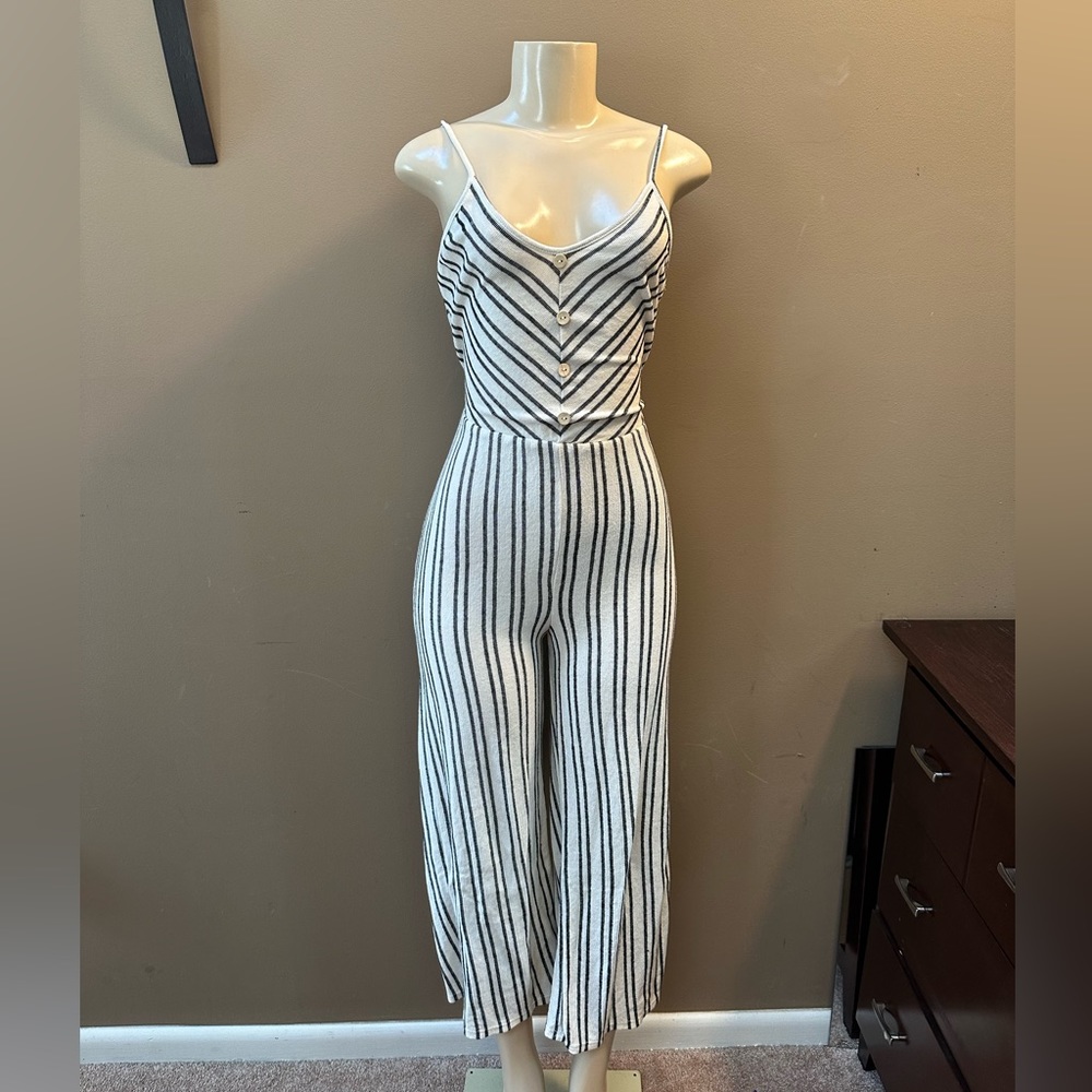 Black and white stripped jumpsuit